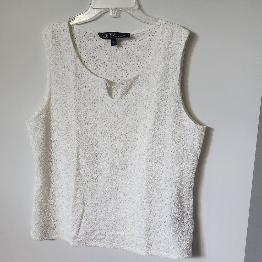 Kasper Cream Lace Sleeveless Blouse